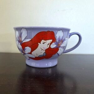 Disney Store The Little Mermaid Ariel Large Lavender Coffee/Tea Cup Floral ~NWOT